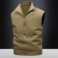 Logo-8XL Large Size Men's Outdoor Fishing Tooling Casual Double-sided Vest Fleece Stand-up Collar Vest Can Be Added M