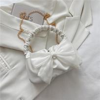 Fashion Bow Knot Small Shoulder Bag Trendy Chain Crossbody Bag Cute Faux Leather Mini Handbag for Women KTB