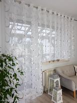 Rinkinys, balkono užuolaida iš tinklinio audinio su madingu sidabriniu raštu, 250 cm