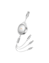 REMAX Drip Series 15W ištraukiamas 3-in-1 greitojo įkrovimo kabelis RC-C018 (USB to iPhone, Type C, Micro)