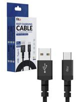 Greitojo įkrovimo laidas FIT2 WS002 USB-A į USB-C 15W 1m pintas, juodas