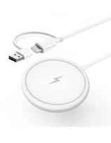 Indukcinis magnetinis įkroviklis Pantherise MagSafe 15W, USB-C/USB-A, baltas