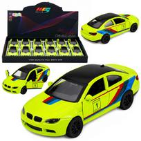 Žaislinis sportinis automobilis su inerciniu mechanizmu ir atidaromomis durimis, geltonas, 12,5 x 5 x 4 cm