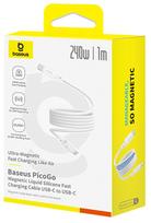 Laidas Baseus PicoGo P10376800211-00, 2 x USB Type C, 100 cm, balta sp., 240 W