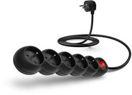 CONNECT IT ilgintuvas 230 V, 5 lizdai, 2 m, su jungikliu (juodas)