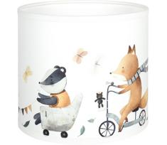 BRILAGI - Universalus BOBO E27 gaubtas, Ø 15 cm, baltas su gyvūnėlių motyvais