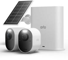 Šakotuvas Arlo Ultra 3 Kamera Weiß 2er Set inkl. Smart Hub und Solarpanel 4K Auflösung, WLAN, Akku/Solarstrom, IP65 Wetterfest, 180° Blickwinkel