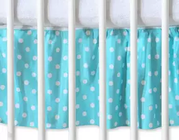 Lovytės apatinė užuolaida Hanging Hearts, žydra su taškeliais