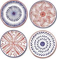 Serax Pietų lėkštės Bazaar 27 cm, raudonai mėlynos, 4 vnt.
