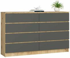 Komoda Akord Furniture Factory K160, pilka sp./artisan oak sp., 99 cm x 160 cm x 40 cm