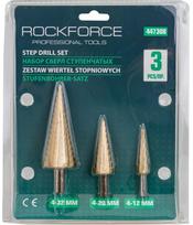 Pakopinis grąžtas, rinkinys Rockforce RF-44730B, medienai/metalas, hss-tin, cilindrinis, 4 - 20 mm x 19.5 cm