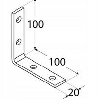 Montavimo kampas Kw5 Domax 100x100x20 mm, 4 mm storio