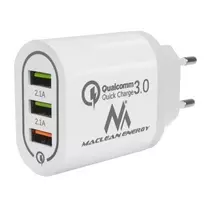 Sieninis įkroviklis MACLEAN MCE479W – 3 prievadų USB greitasis įkroviklis, 18 W bendra galia