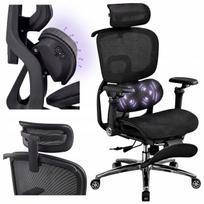 Ergonominė biuro kėdė Spacetronik Doris su masažo funkcija, atrama kojoms, juoda, tinklelio audinys