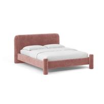 Rožinės spalvos dvigulė lova audiniu dengta su lovos grotelėmis 180x200 cm Vera – Micadoni