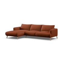Terakotos spalvos kampinė sofa (su kairiuoju kampu/su gultu) Naomi – Micadoni