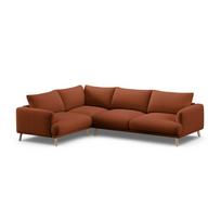Terakotos spalvos kampinė sofa (su kairiuoju kampu/su gultu) Naomi – Micadoni