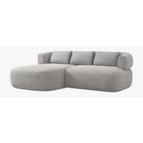 Šviesiai pilkos spalvos kampinė sofa iš boucle (su kairiuoju kampu/su gultu) Jenny – Micadoni