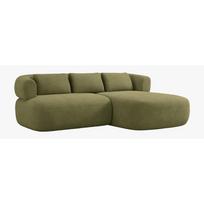 Žalios spalvos kampinė sofa iš boucle (su dešiniuoju kampu/su gultu) Jenny – Micadoni