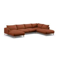 Terakotos spalvos kampinė sofa („U“ formos) Naomi – Micadoni