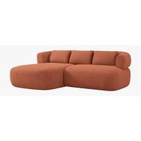 Terakotos spalvos kampinė sofa iš boucle (su kairiuoju kampu/su gultu) Jenny – Micadoni