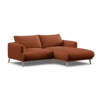 Terakotos spalvos kampinė sofa (su dešiniuoju kampu/su gultu) Naomi – Micadoni