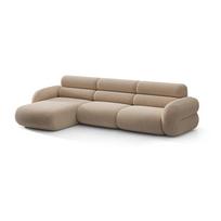 Smėlio spalvos kampinė sofa iš šenilinio audinio (su kairiuoju kampu/su gultu) Neo – Micadoni
