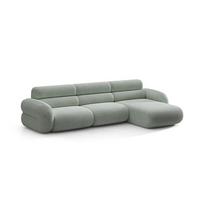 Mėlynos spalvos kampinė sofa iš šenilinio audinio (su dešiniuoju kampu/su gultu) Neo – Micadoni