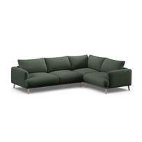 Žalios spalvos kampinė sofa (su dešiniuoju kampu/su gultu) Naomi – Micadoni