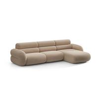 Smėlio spalvos kampinė sofa iš šenilinio audinio (su dešiniuoju kampu/su gultu) Neo – Micadoni