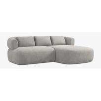 Šviesiai pilkos spalvos kampinė sofa iš boucle (su dešiniuoju kampu/su gultu) Jenny – Micadoni