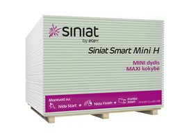 Gipskartonio plokštė SINIAT Smart Mini GKBI, atspari drėgmei, 12,5 x 600 x 1200mm