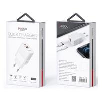 YESIDO SIENINIS ĮKROVIKLIS YC32 PD 20W QC3.0 USB-A+C BALTAS
