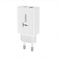 SIENINIS ĮKROVIKLIS T-PHOX SPEEDY USB-C 20W + USB 18W QC 3.0 BALTAS