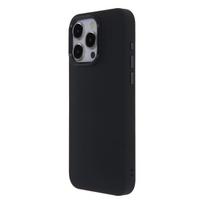 Elegantiškas matinis satino iPhone 16 Plus dėklas, juodas