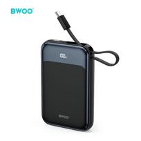 BWOO PD 20W 10000 mAh išorinė baterija su USB-C laidu ir ekranu P80 juoda