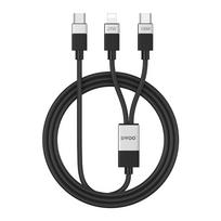 BWOO pintas 2-in-1 laidas USB-C – USB-C ir Lightning 1m 100W/27W juodas