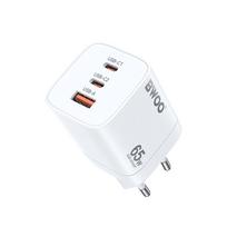 BWOO CDA147PD sieninis įkroviklis 65W 2x USB-C jungtis + USB-A baltas