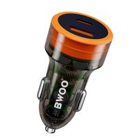 BWOO PD automobilinis įkroviklis 1x USB-C – USB-A jungtis 38W skaidrus