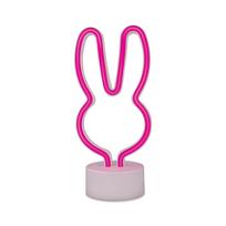 Neoninis LED šviestuvas su stovu RABBIT rožinis USB-C FSC-10 Forever Light