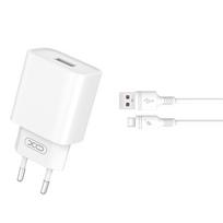 XO sieninis įkroviklis CE02D QC 3.0 18W 1x USB baltas + USB-C laidas