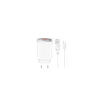 XO sieninis įkroviklis CE19 QC 18W 1x USB baltas + microUSB laidas
