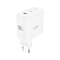 XO sieninis įkroviklis CE35 PD 100W 2x USB-C 1x USB baltas