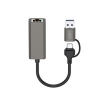 XO adapteris HUB HUB018 2in1 USB-USB-C – RJ45 pilkas