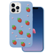 Braškių dizaino dėklas iPhone 12 / 12 Pro 6,1" mėlynas