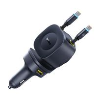 Baseus PrimeTrip VR2 Max automobilinis įkroviklis su ištraukiamu laidu 3C+U 100W Cosmic Black