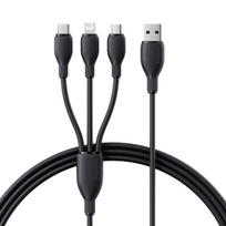 Baseus itin spartus „trys viename“ greitojo įkrovimo laidas USB-A į M+L+C 3.5A 0.8m Cosmic Black