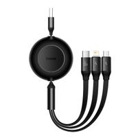 Baseus laidas Bright Mirror 2 3-in-1 USB – micro USB + Lightning + USB-C 1,1 m 66 W juodas ištraukiamas
