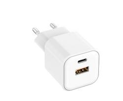 Setty sieninis įkroviklis USB-A + USB-C 20W LSGaN-AC-200 baltas