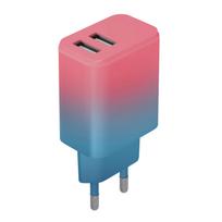 Setty įkroviklis 2x USB 18W LSIG-AA-20 turkio ir rožinės spalvos gradientas